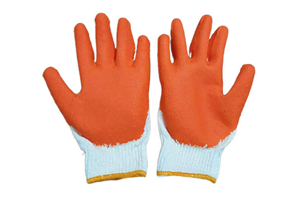 ถุงมือผ้าชุบยางหนาพิเศษส้ม